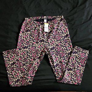 NWT Laura Scott Navy Floral Leggings in Petite Medium
